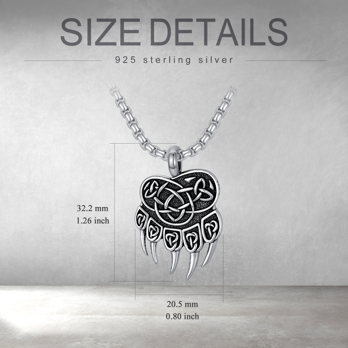 Collier en argent sterling avec pendentif ours et runes vikings-6