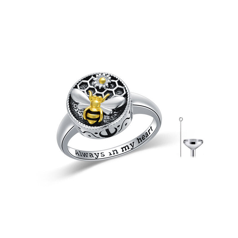 Bague en argent sterling en forme d'urne d'abeille 