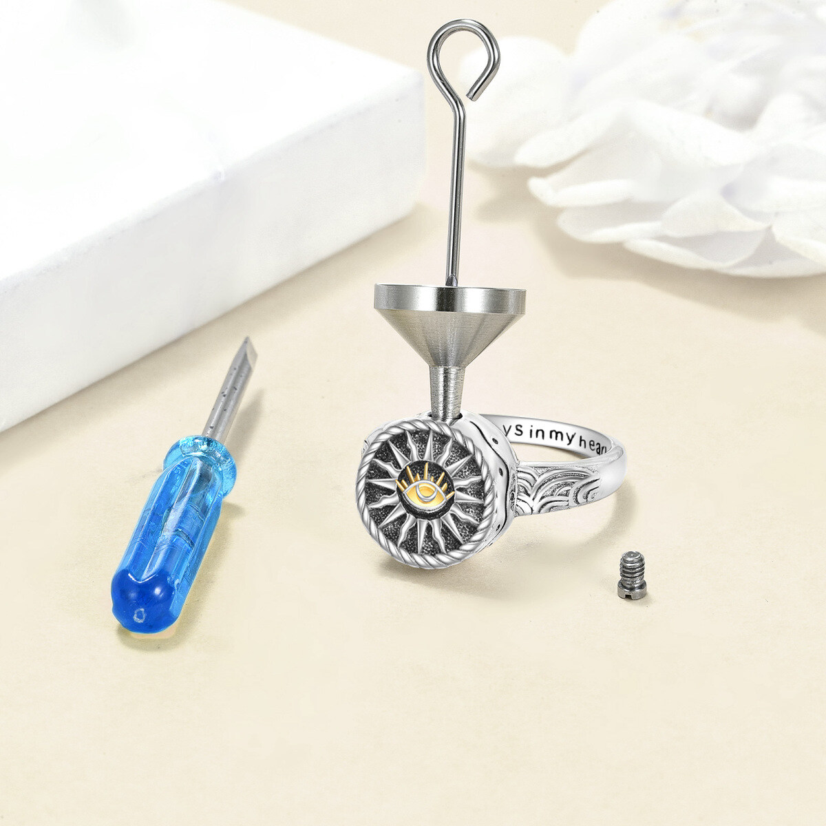 Sterling Silber Evil Eye Urn Ring -4