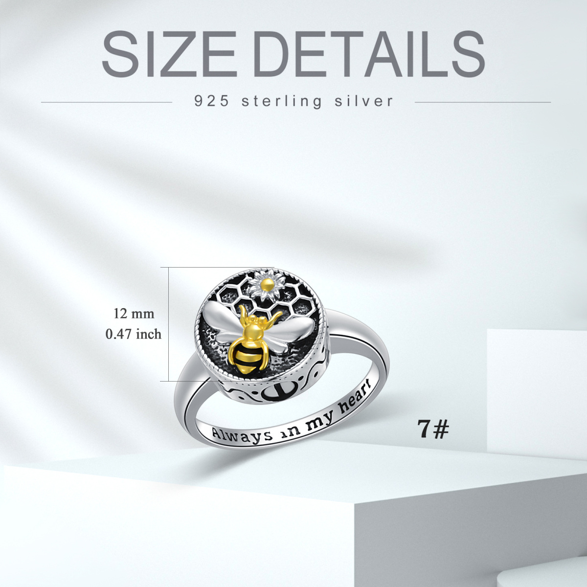 Sterling Silver Bee Urn Ring-5