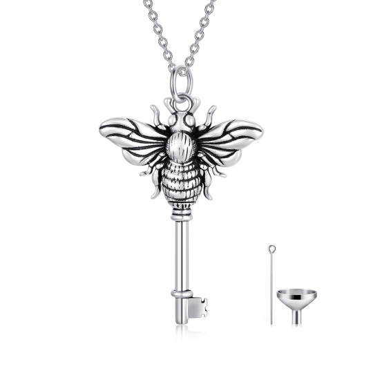 Sterling Silver Bees & Key Urn Necklace for Ashes