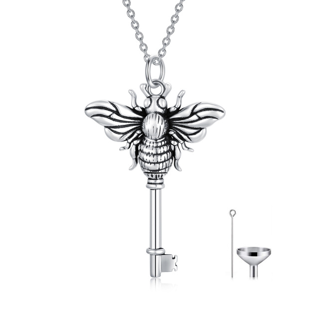 Sterling Silver Bees & Key Urn Necklace for Ashes-2