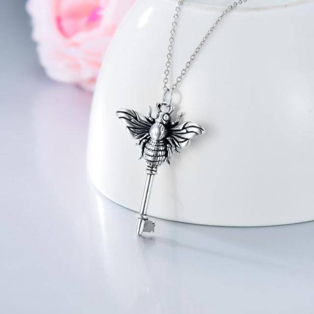 Collier d'urne en argent pour cendres avec abeilles et clés-3