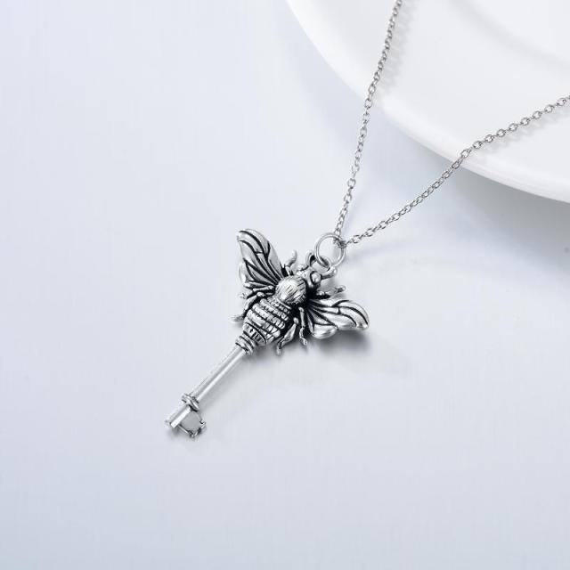 Sterling Silver Bees & Key Urn Necklace for Ashes-4