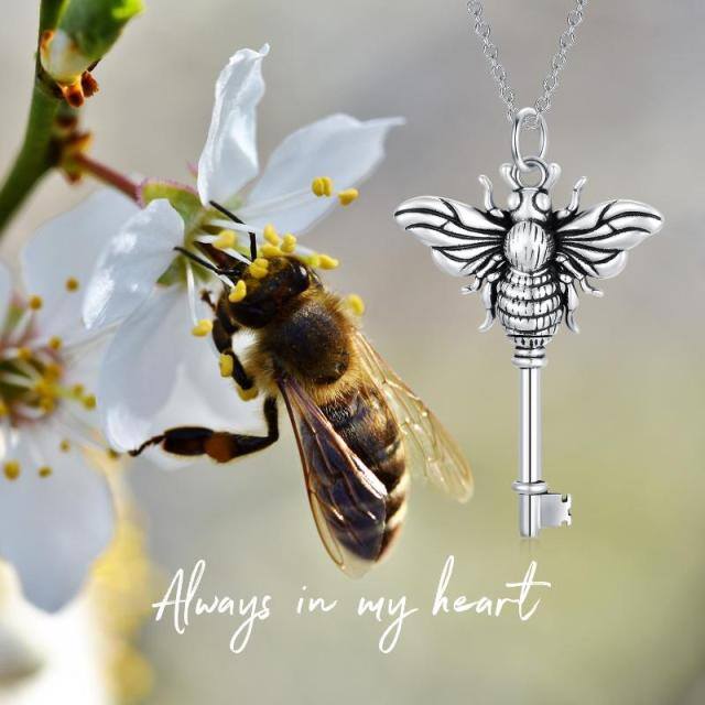 Sterling Silver Bees & Key Urn Necklace for Ashes-6