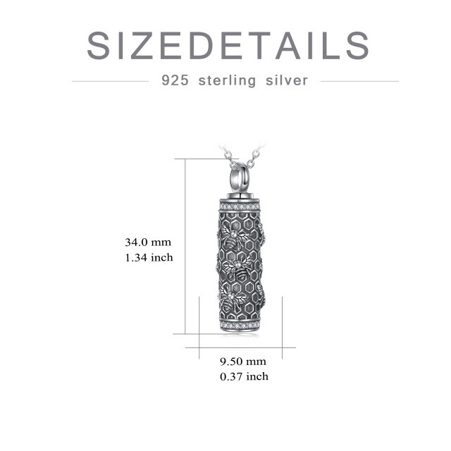 Sterling Silver Bees on Vertical Bar Urn Necklace for Ashes-5