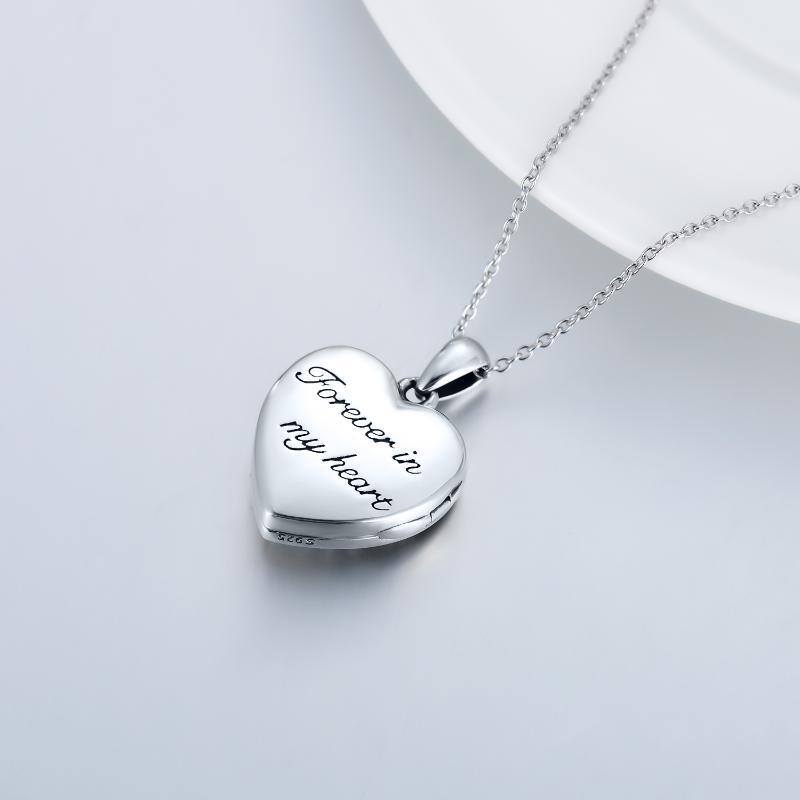 Sterling Silver Bees Personalized Photo Locket Necklace with Engraved Word-4