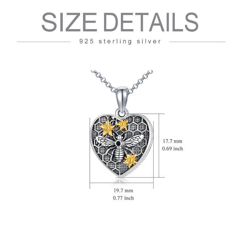 Sterling Silver Bees Personalized Photo Locket Necklace with Engraved Word-7