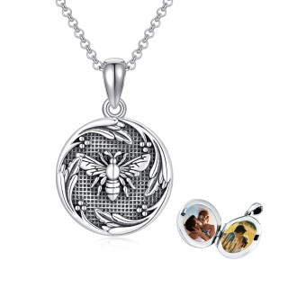 Sterling Silver Bees Personalized Photo Locket Necklace-57