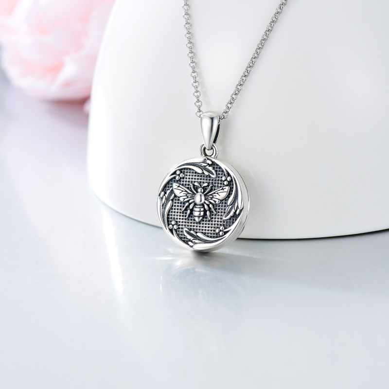 Sterling Silver Bees Personalized Photo Locket Necklace-5