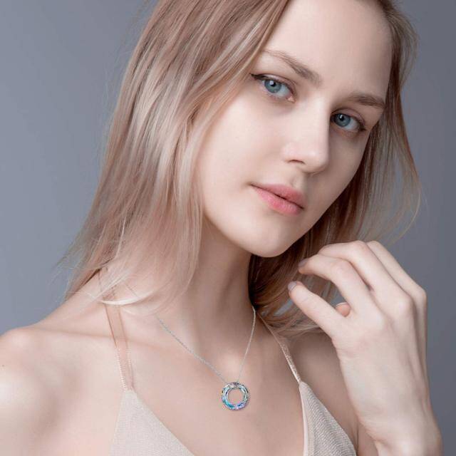 Collier avec pendentif en cristal bleu des Bermudes en argent sterling pour femmes et filles-2