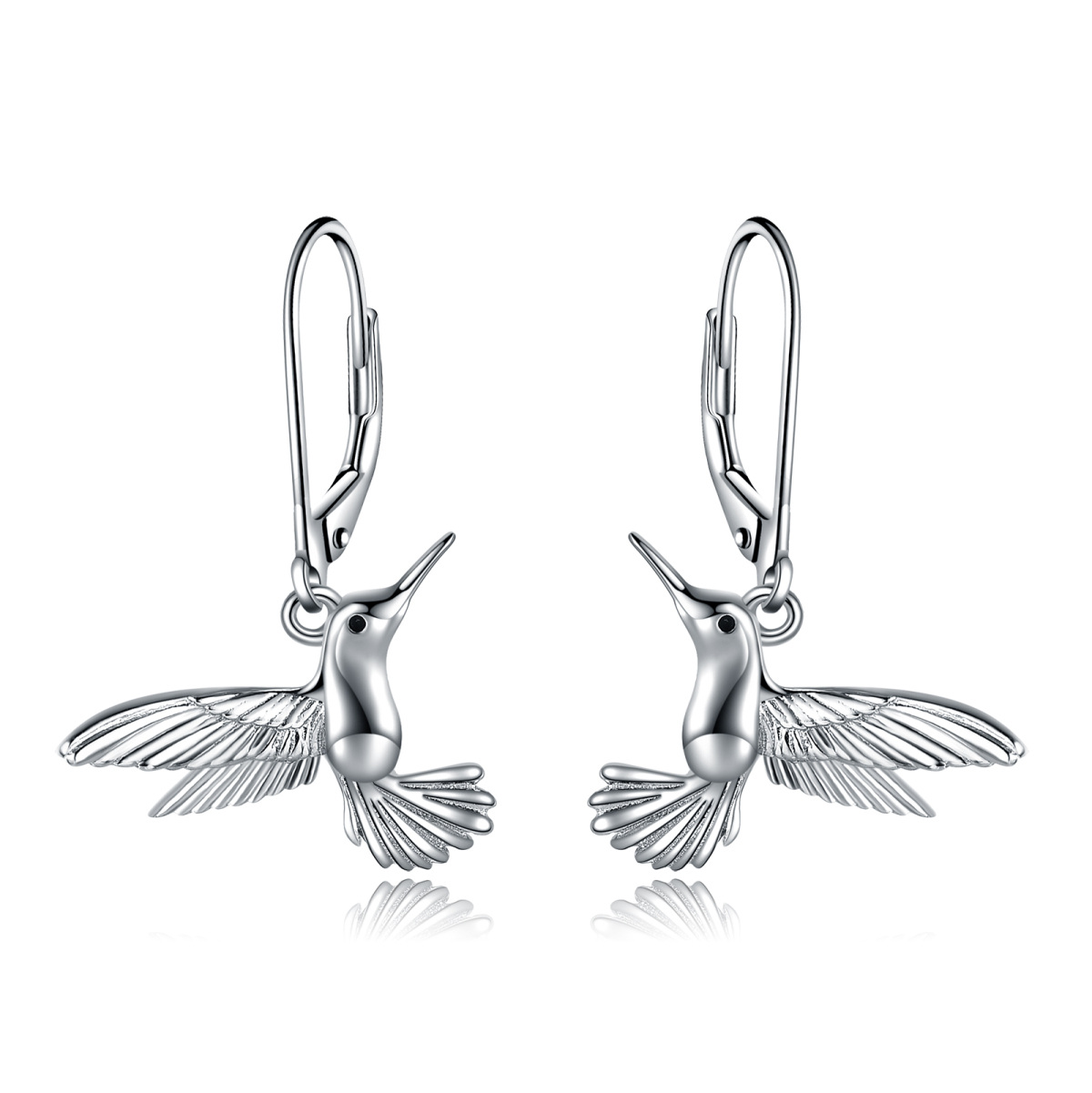 Sterling Silver Bird Lever-back Earrings-1