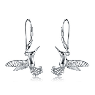 Sterling Silver Bird Lever-back Earrings-6