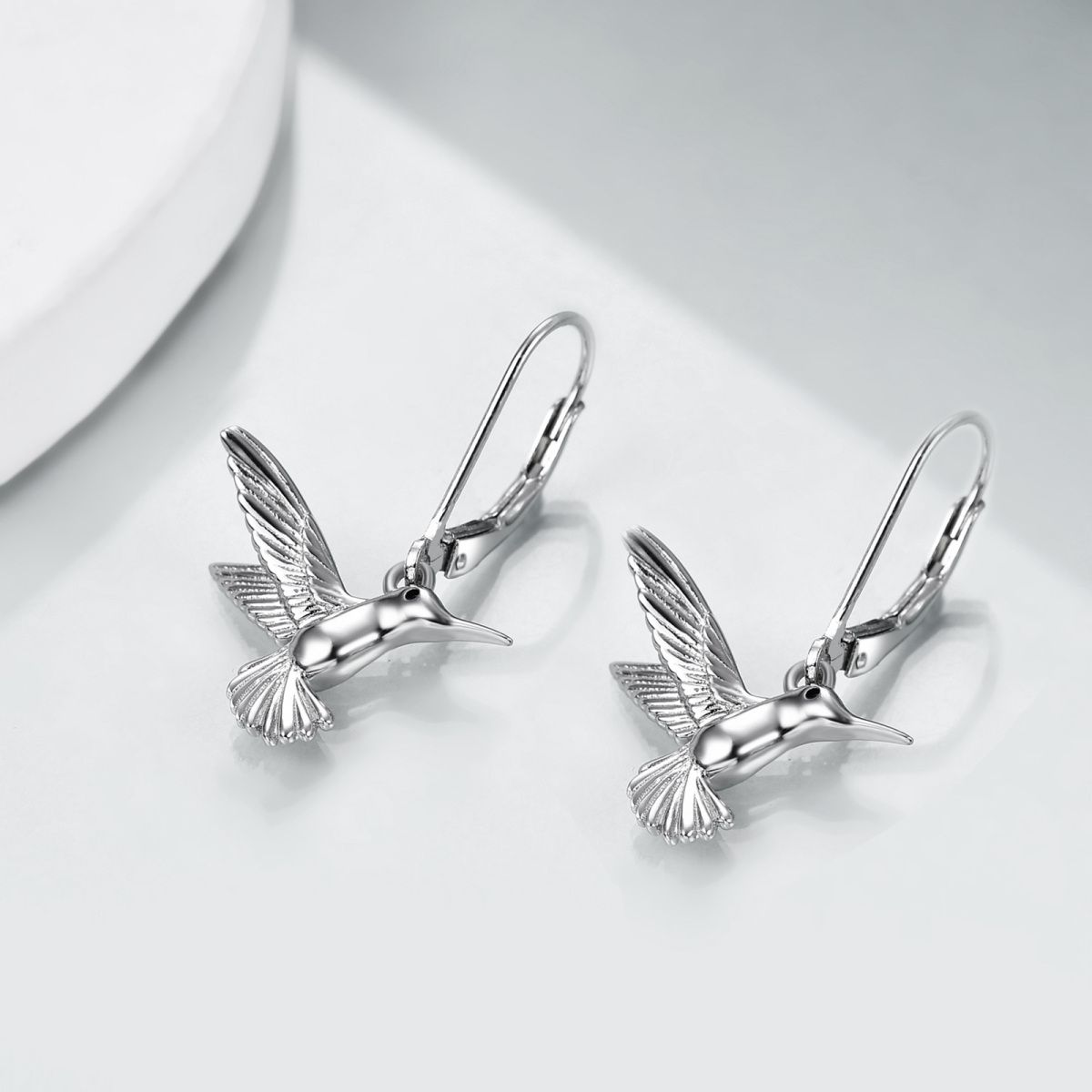 Sterling Silver Bird Lever-back Earrings-3