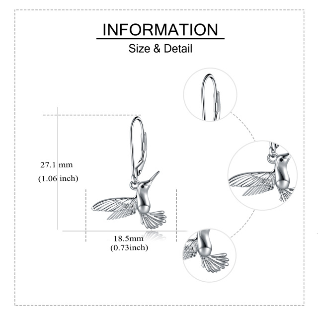 Boucles d'oreilles dormeuses oiseau en argent sterling-5