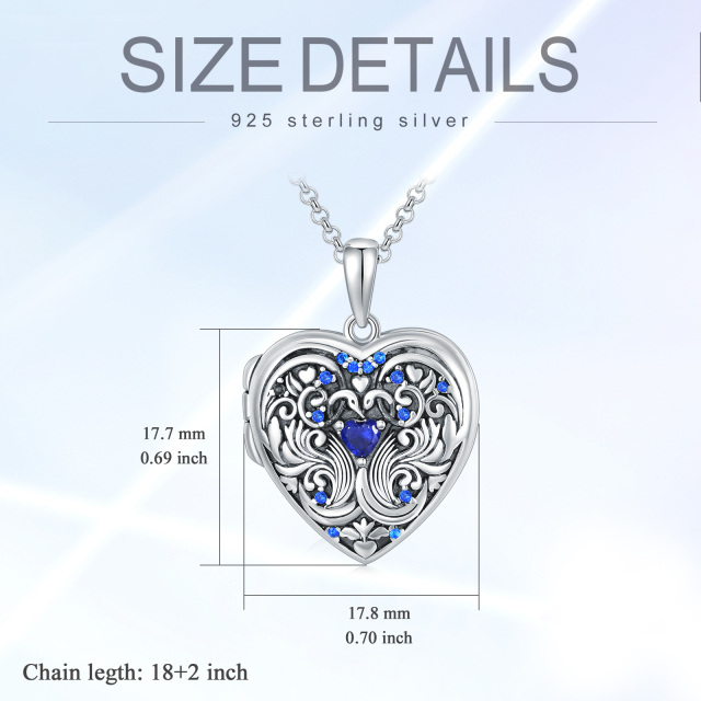 Sterling Silver Cubic Zirconia Bird & Personalized Photo Personalized Photo Locket Necklace-6