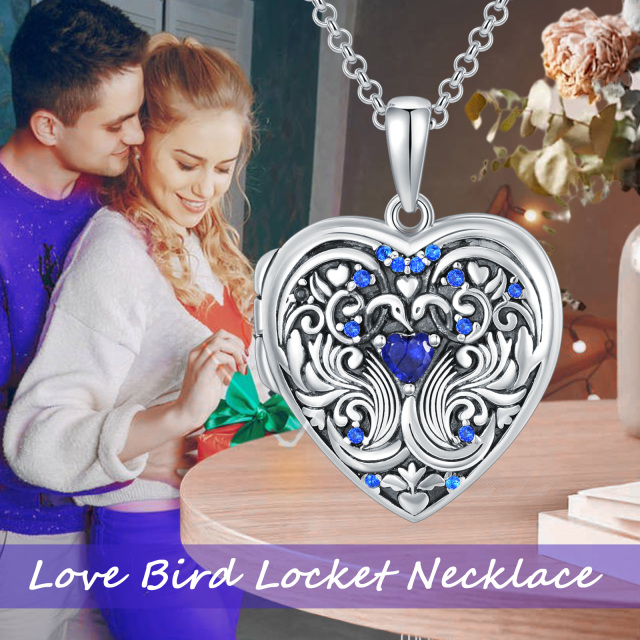 Sterling Silver Cubic Zirconia Bird & Personalized Photo Personalized Photo Locket Necklace-7