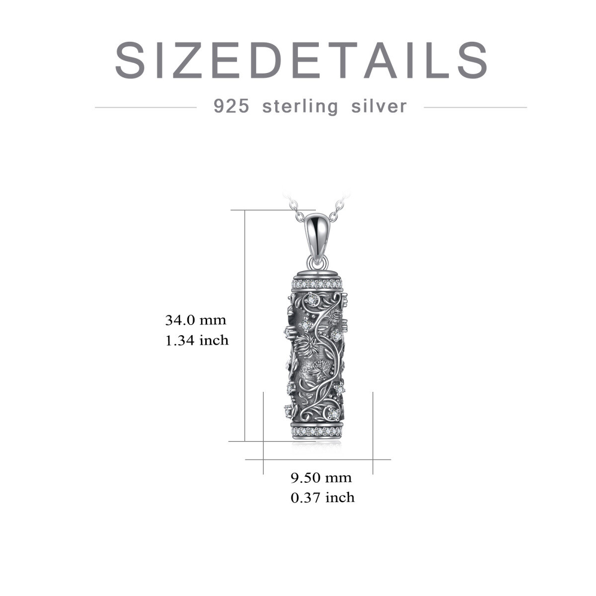 Sterling Silber Cubic Zirkonia Geburt Chrysantheme Blume Urne Halskette für Asche-5