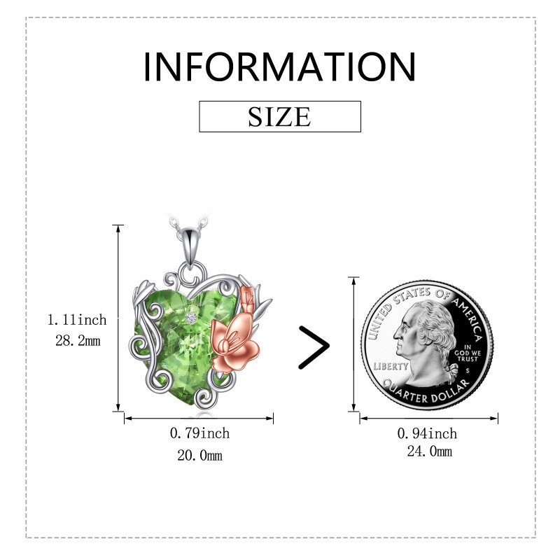 Sterling Zilveren Tweekleurige Ivy Orchid Hart Kristallen Hanger Ketting voor Vrouwen-5