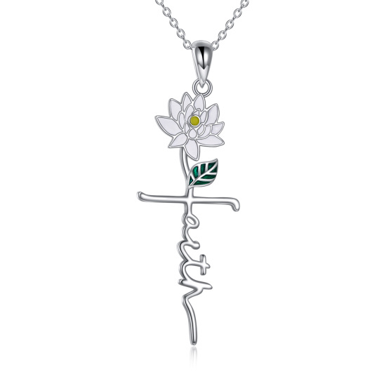 Collier pendentif fleur de naissance en argent sterling avec mot gravé