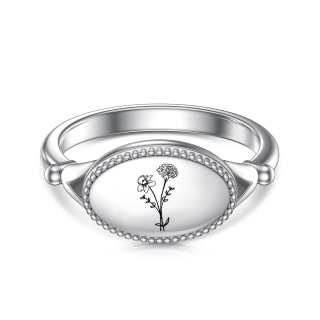 Sterling Silver Birth Flower Ring-37