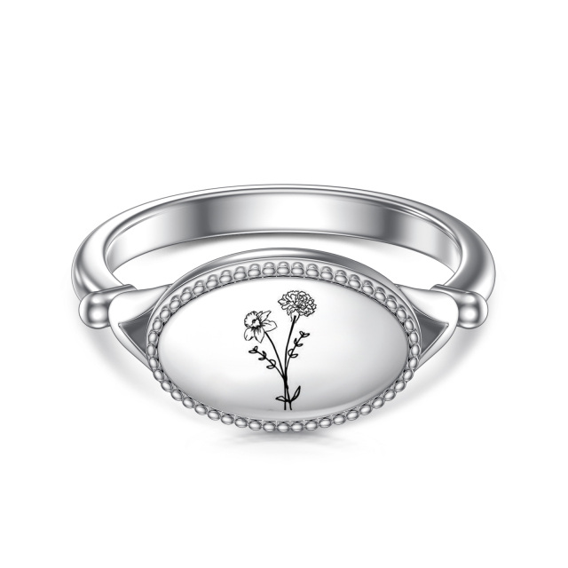 Sterling Silver Birth Flower Ring-5