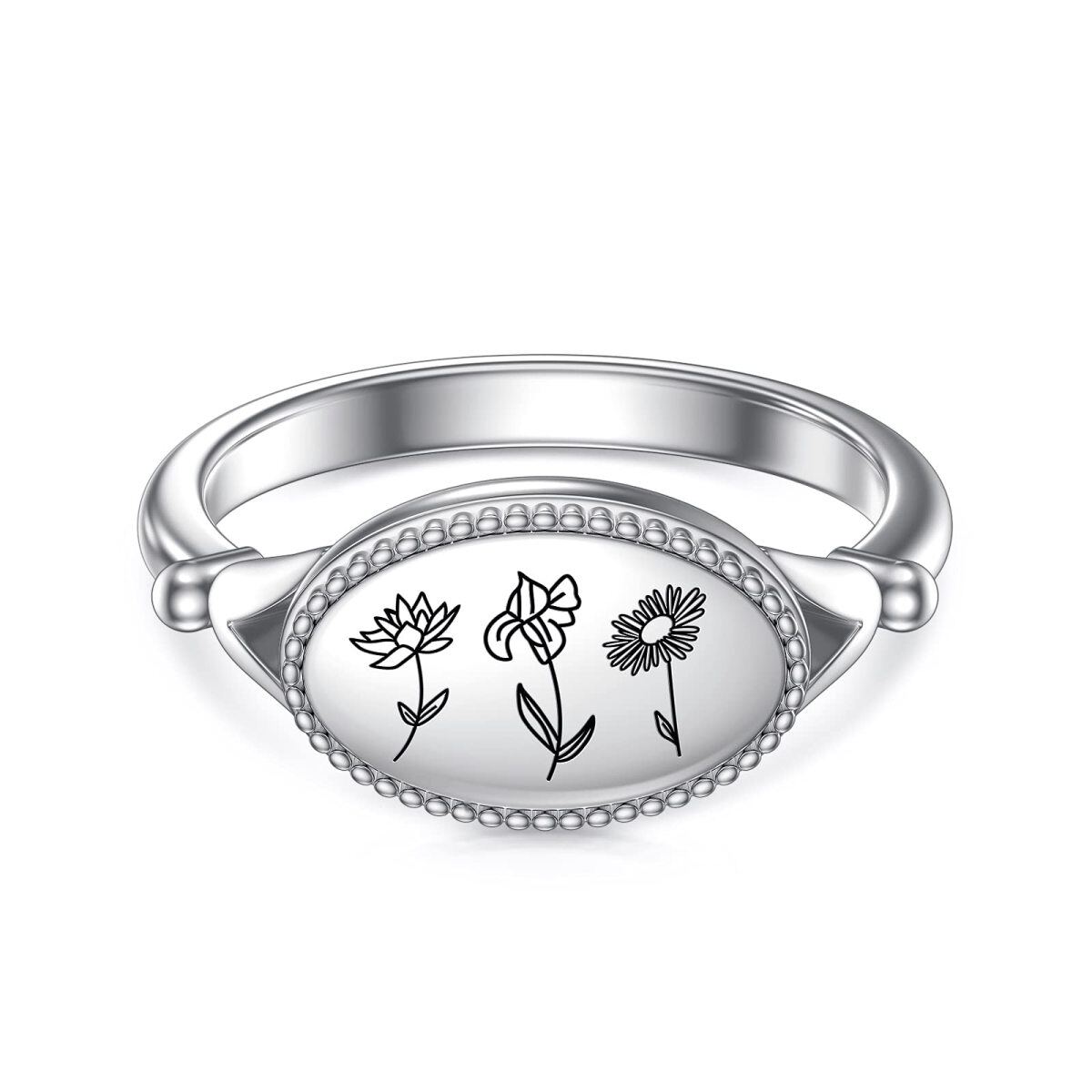 Anillo Flor de Nacimiento en Plata de Ley-1