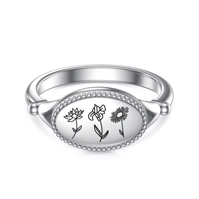 Sterling Silver Birth Flower Ring-1