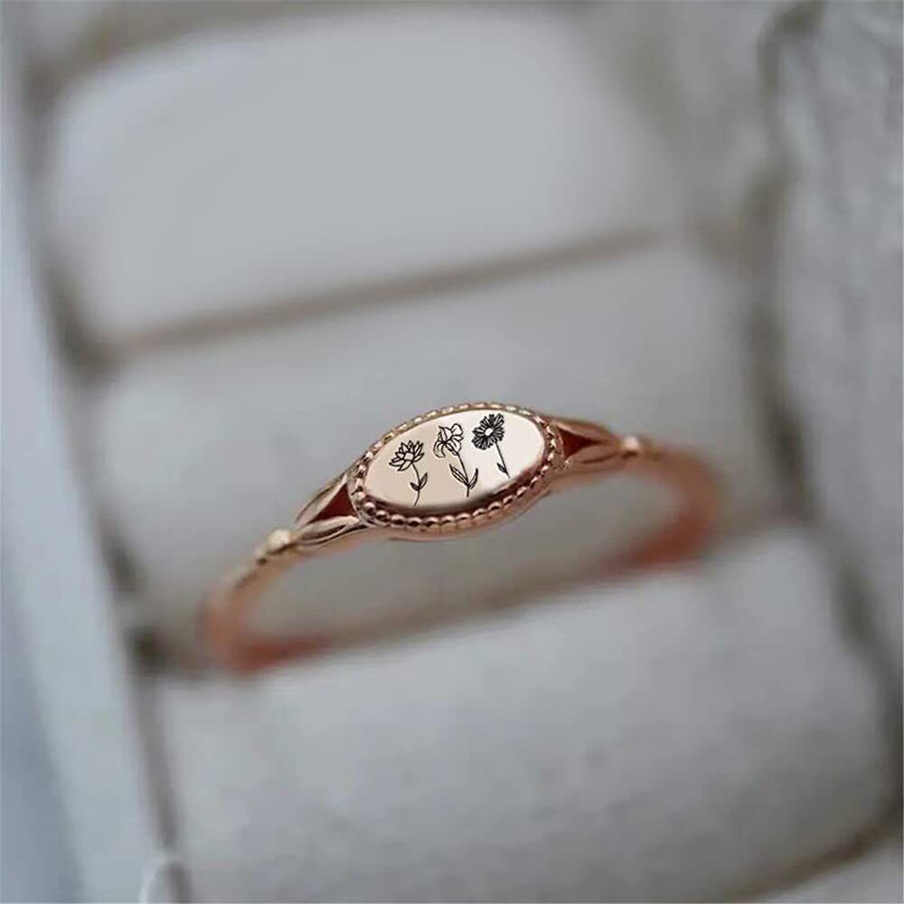 Bague en argent sterling avec fleur de naissance-5