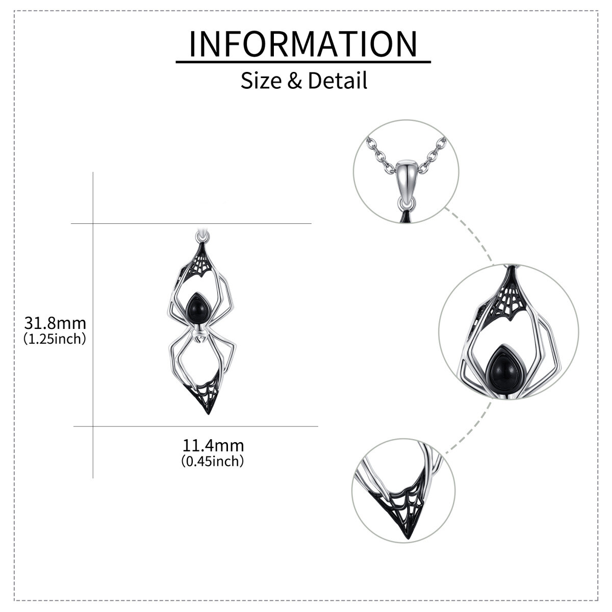 Halskette mit Spinnenanhänger aus Sterlingsilber mit schwarzem Achat-5