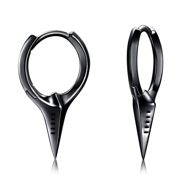 Orecchini a cerchio a freccia placcati in argento sterling con colore nero-1