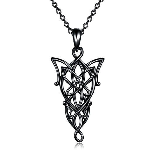 Collier pendentif nœud celtique en argent sterling plaqué noir