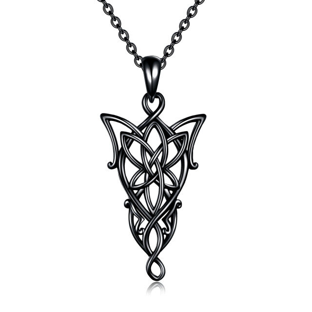 Collier pendentif nœud celtique en argent sterling plaqué noir-1