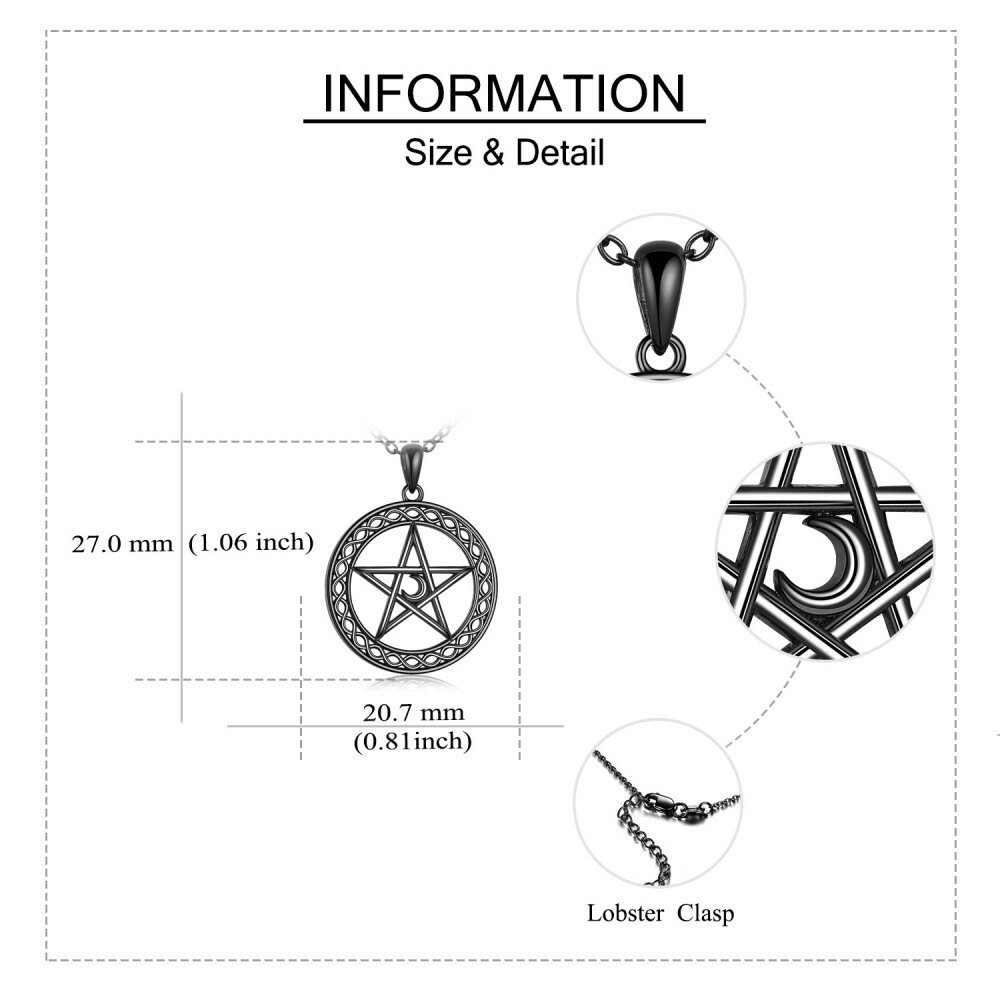 Collana in argento sterling con nodo celtico e pentagramma placcati in nero-6