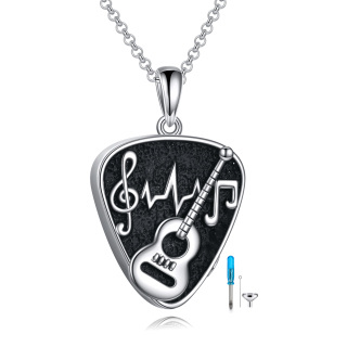 Sterling Silver with Black Color Plated Guitar Urn Necklace for Ashes-4