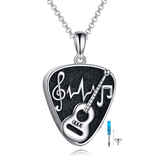 Collier Urne de guitare en argent sterling plaqué noir