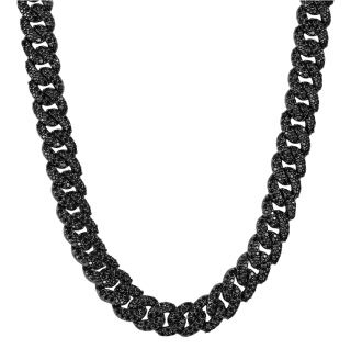 Sterling Silver with Black Color Iced Out Cuban Link Chain for Men 10mm-36
