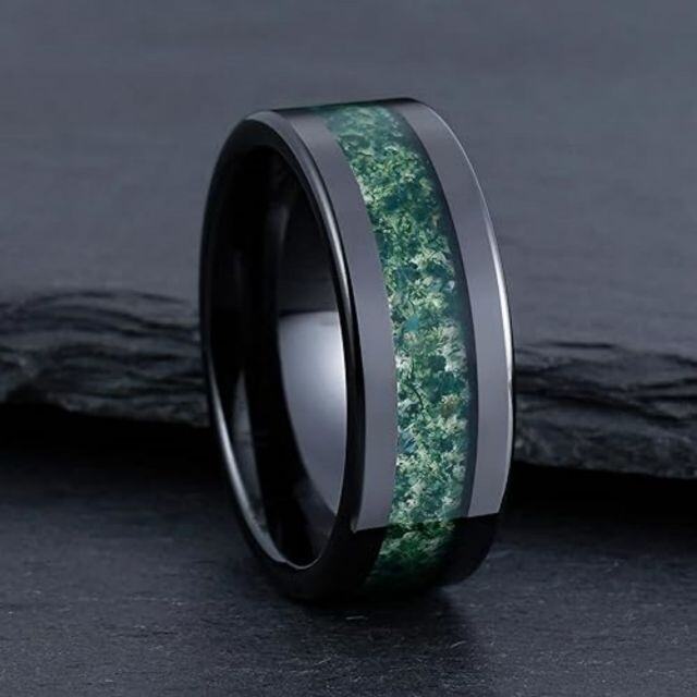 Bague pour homme en argent sterling et agate mousse plaquée noir-3