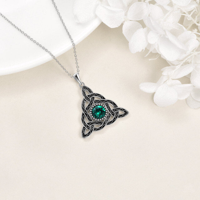 Collier en argent sterling avec pendentif plaqué de couleur noire-4