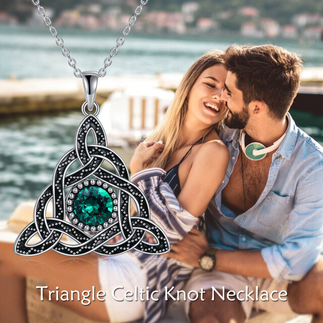 Collier en argent sterling avec pendentif plaqué de couleur noire-6