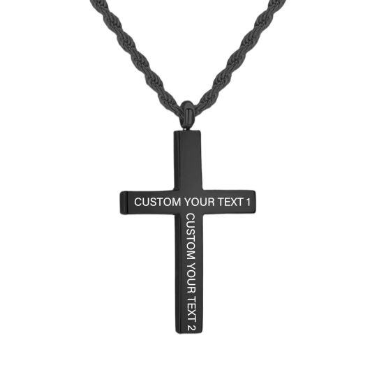 Collier en argent sterling avec pendentif en forme de croix et gravure personnalisée pour