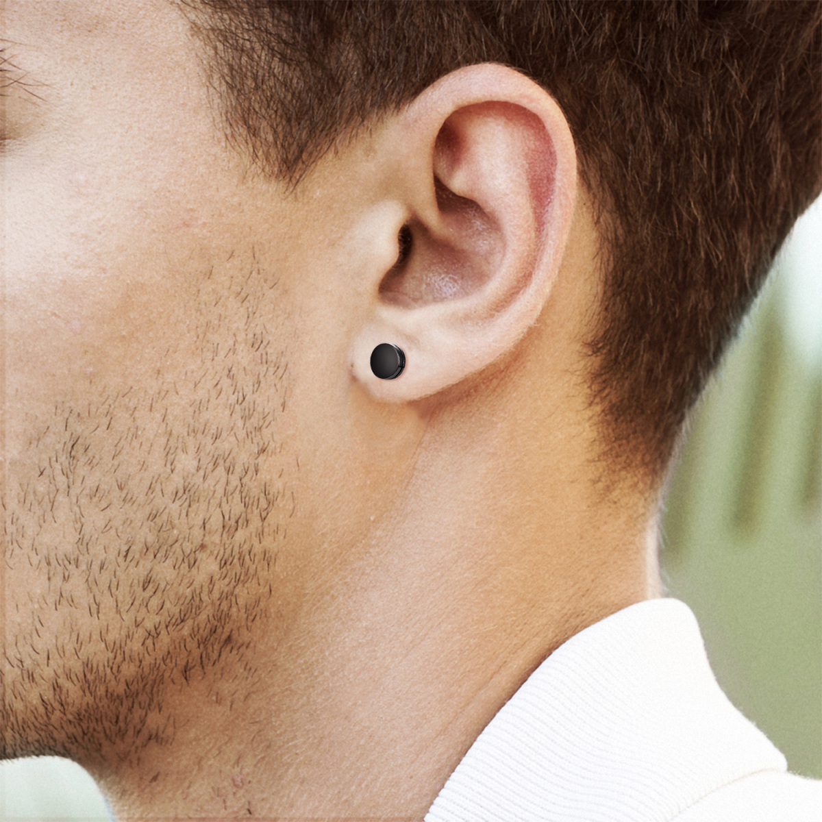 Boucles d'oreilles en argent sterling plaqué noir pour hommes-2