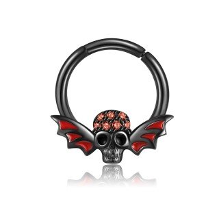 Sterling Silver with Black Color Plated Skull Nose Ring-2