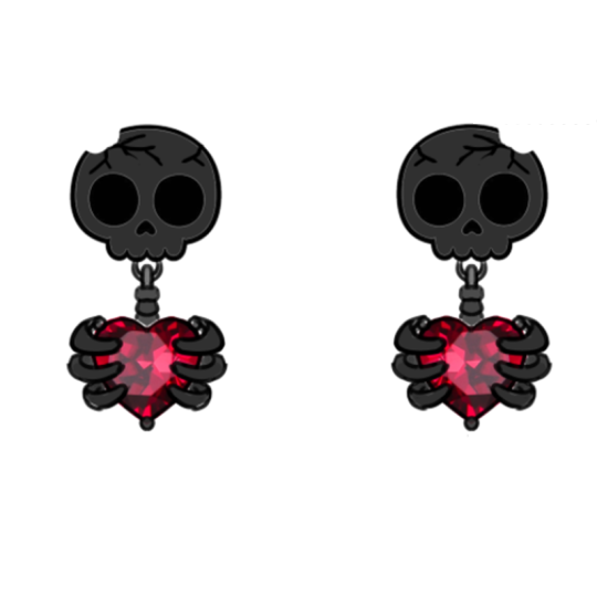 Sterling Silver with Black Color Plated Cubic Zirconia Skull Stud Earrings