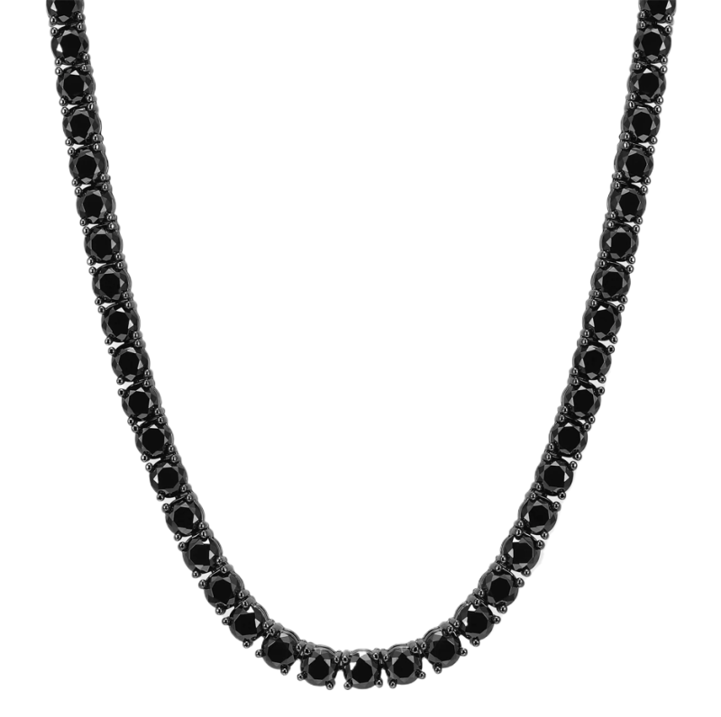 Collar de plata de ley con cadena de tenis negra para hombre, 4 mm-1