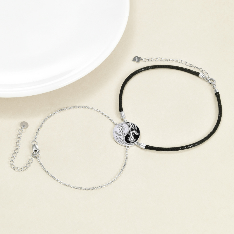 Sterling Silver Yin Yang Charm Bracelet-4