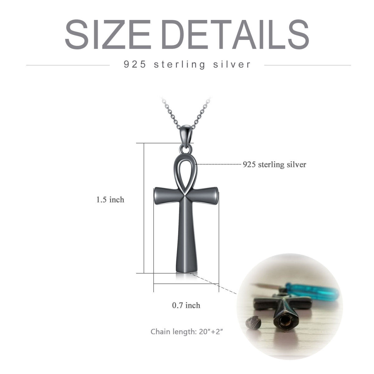 Sterling Silber mit schwarz plattierten Kreuz Urne Halskette-4