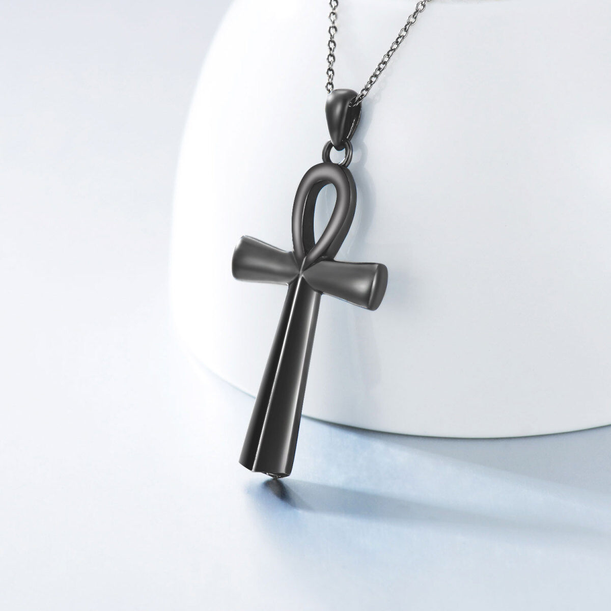 Sterling Silber mit schwarz plattierten Kreuz Urne Halskette-6