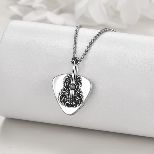 Collana con ciondolo a forma di chitarra e cuore in argento sterling per le ceneri-4