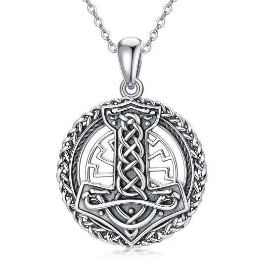 Collier pendentif cercle d'ancre en argent sterling avec rhodium noir